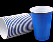 blue plastic cups