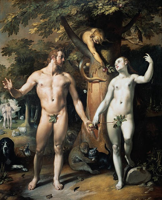 Adão e Eva Tampando a Nudez Com Folhas 