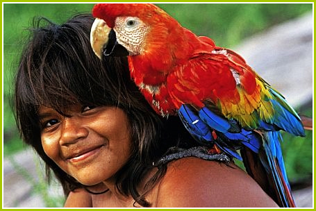 Índio Com Uma Arara no Ombro Amazônia