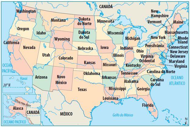 Mapa dos Estados Unidos 