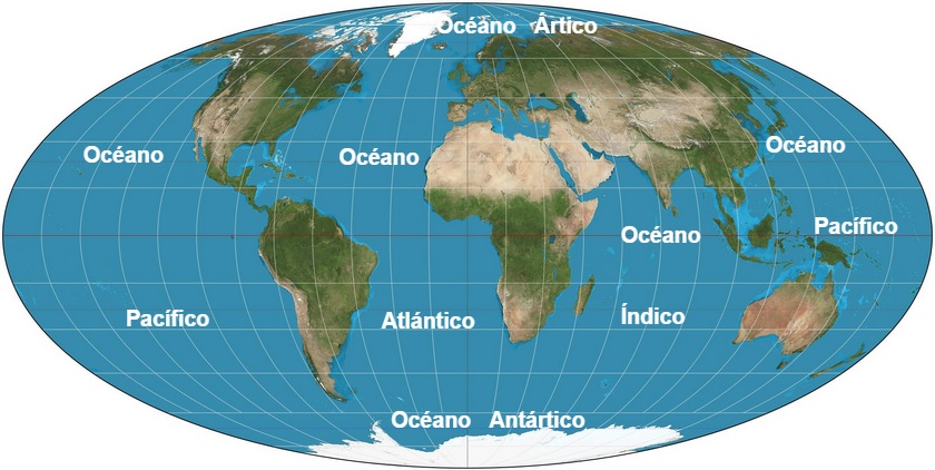 Os Oceanos no Mapa do Mundo 